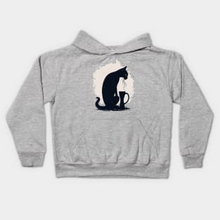 Black cat with coffee Kids Hoodie